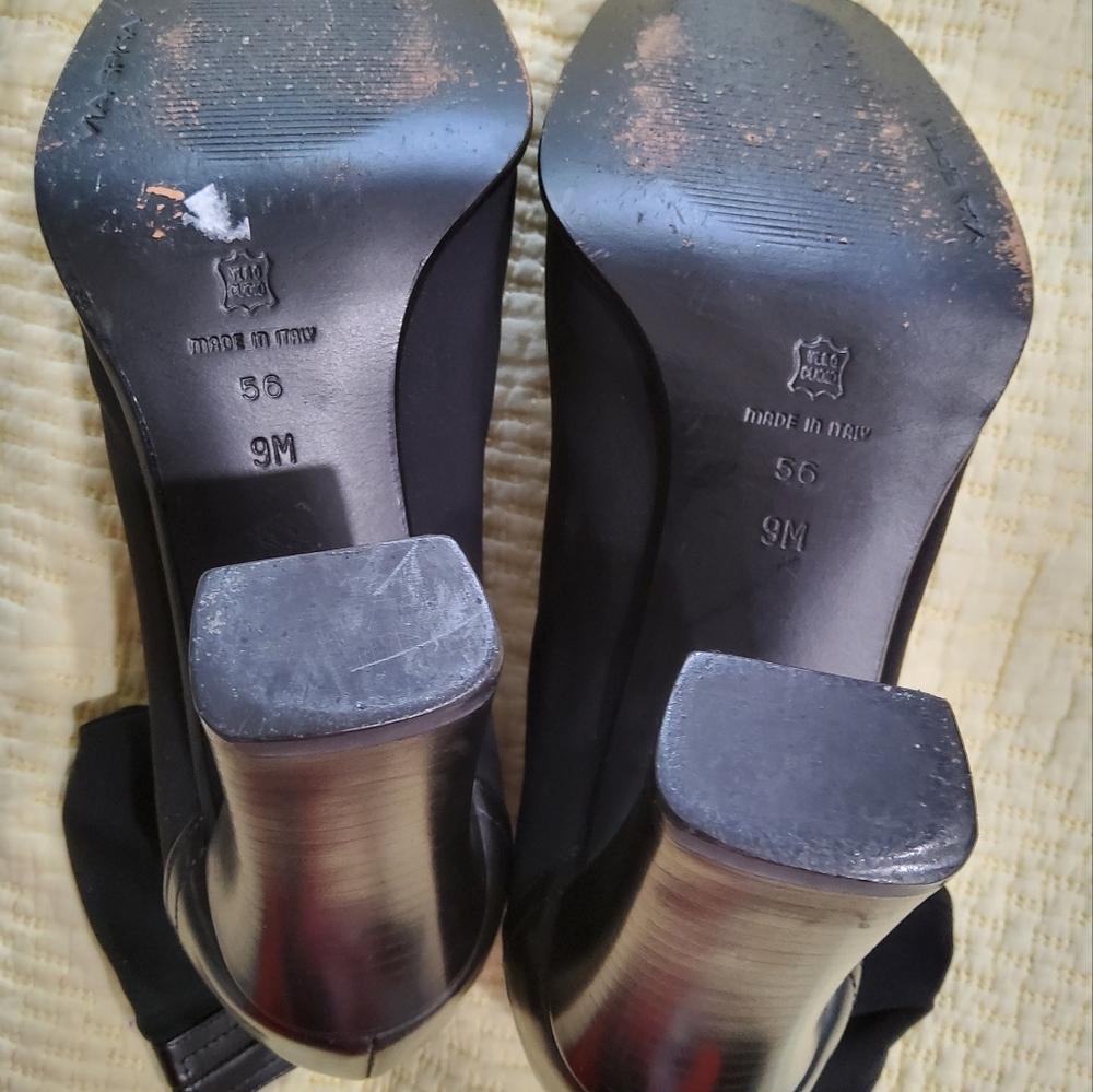 Via Spiga Nylon Leather Heeled Boots Size 9 - Picture 9 of 13